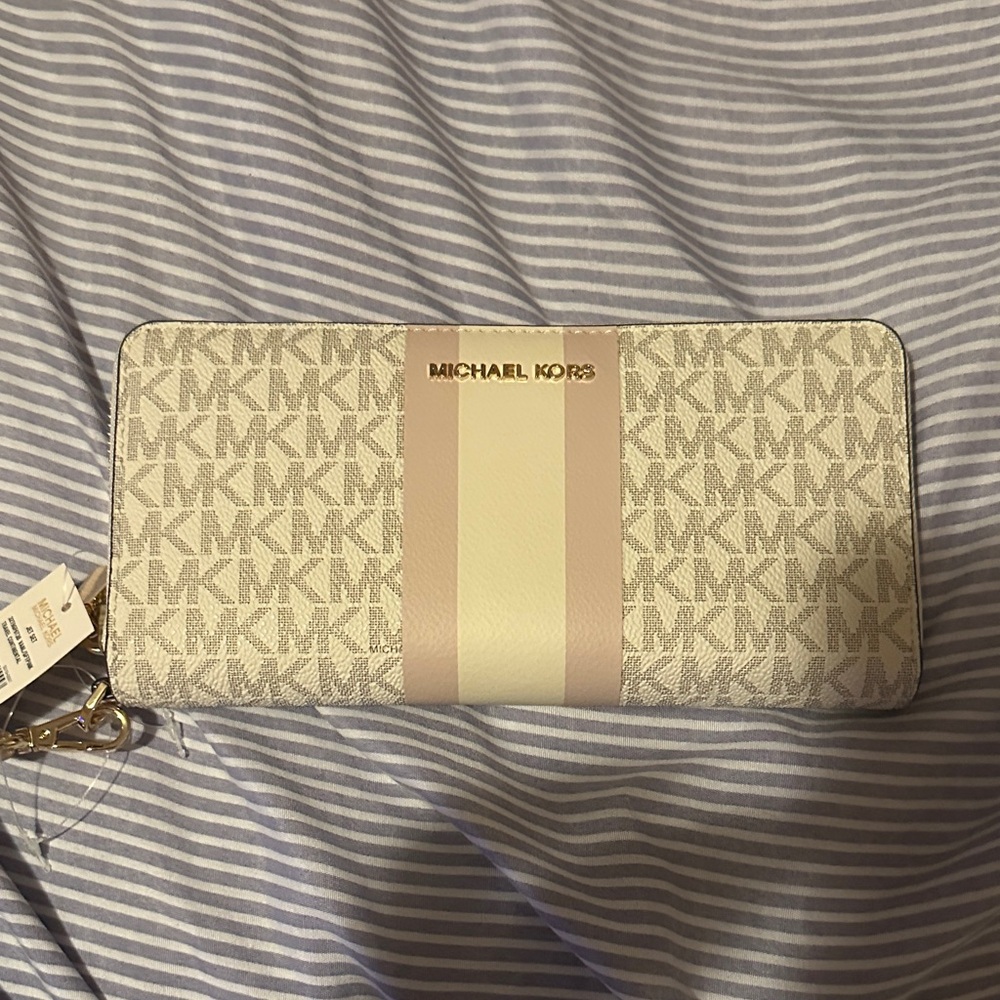 Michael Kors Signature Cream and Tan Wallet